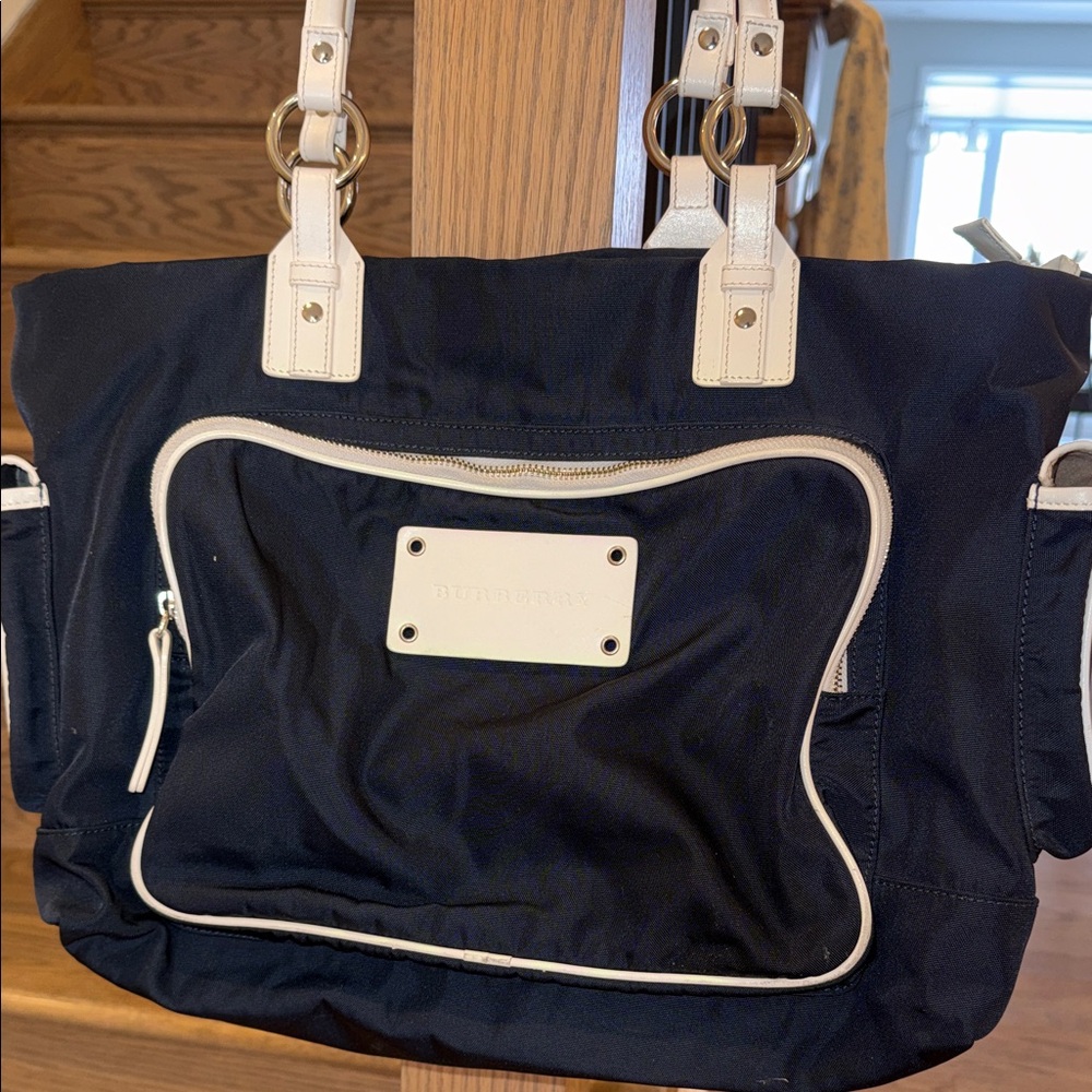Burberry Navy and Cream Tote Bag